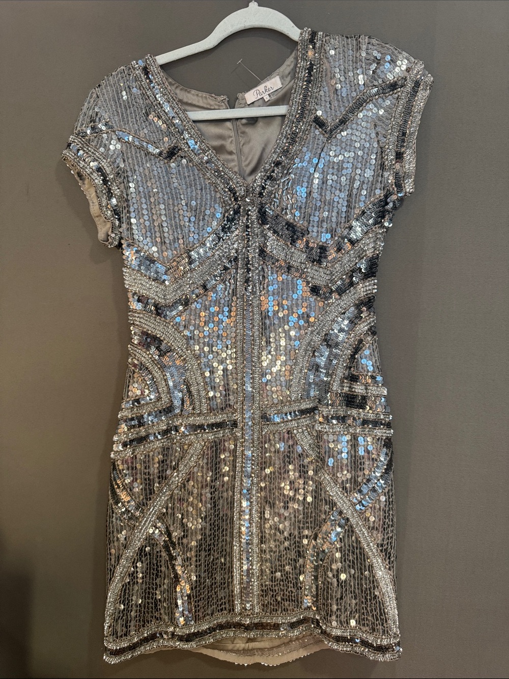 Silver PARKER Sequin Mini Dress